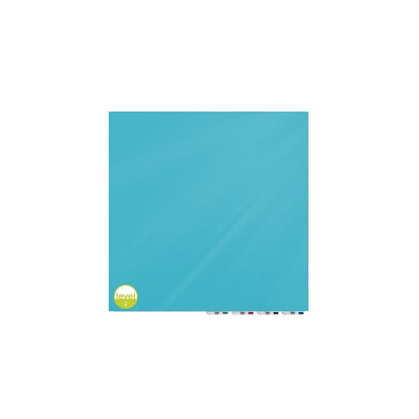 Aria Glassboard, 4Hx4 ft.W, 1/4", Blue, Glass, 48", 48", Blue